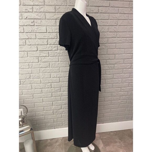Virgo Black Sparkle Faux Wrap Dress Size 18 - Picture 3 of 9